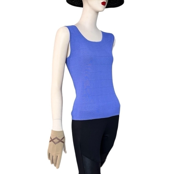 FINITY Women’s Top Lilac Blue Ribbed Tank Top Blouse Sleeveless T- Shirt Top - Picture 6 of 8